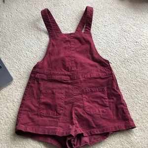 Maroon overall shorts Forever 21 spring cute F21